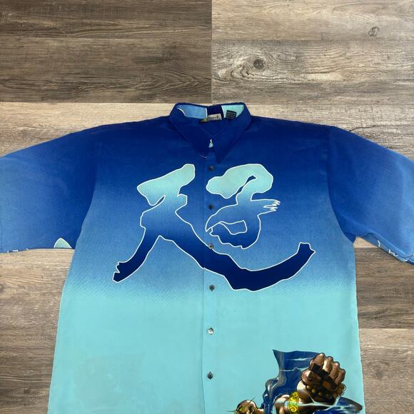 Vintage Y2K Billion Bay Anime Fighting Warrior Ombre Mens XL Short Sleeve Shirt - Picture 3 of 12